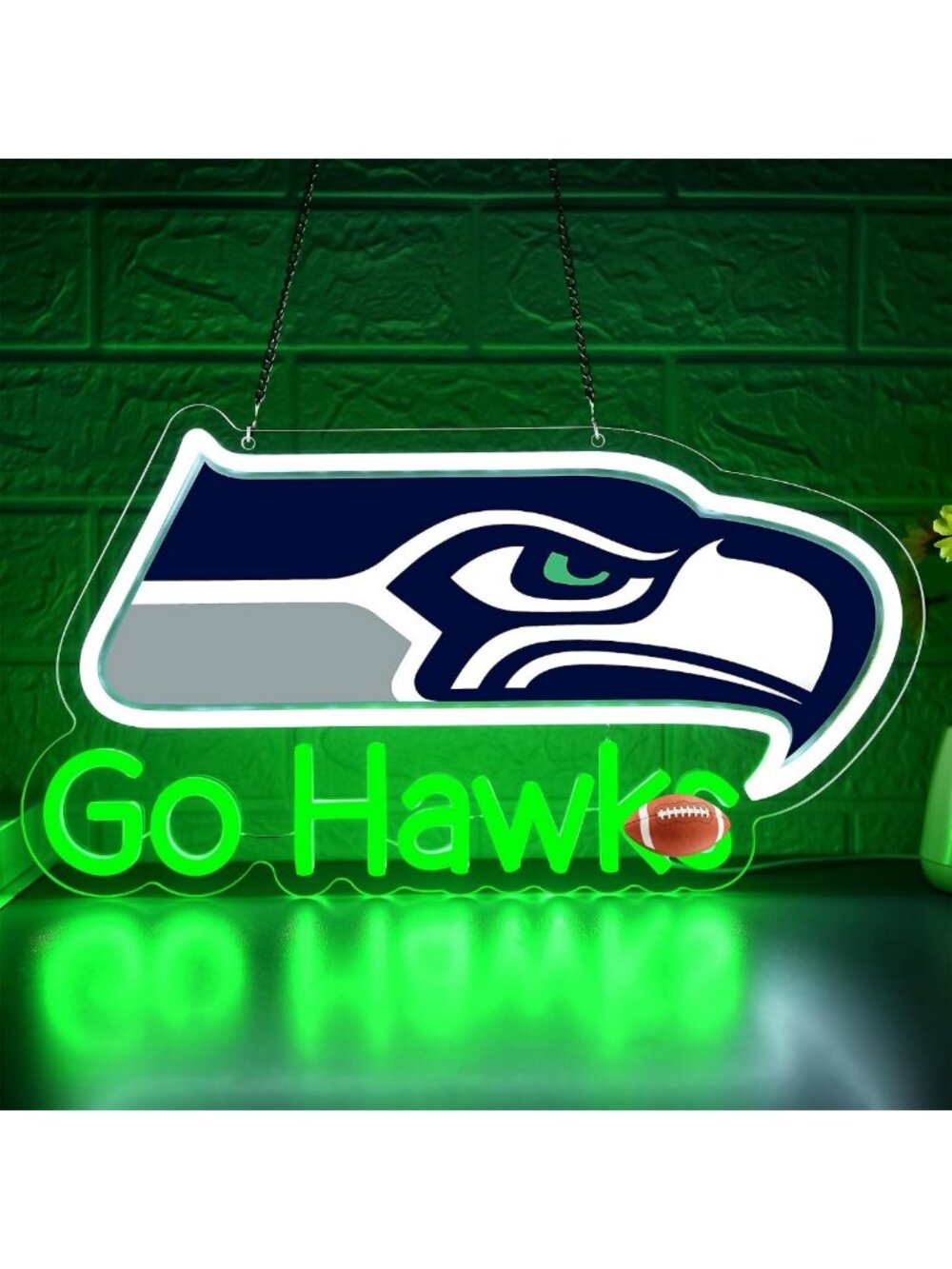 Neon Football Wall Decor Light for Man Cave, Game Room, Sports Fan Gift